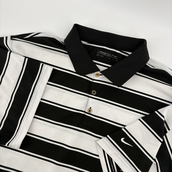 Nike Other - Nike Golf Tour Performance Dri-FIT Striped Polo Shirt Mens X Large Black White